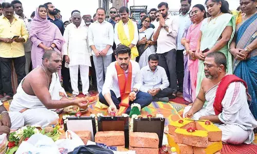 Lokesh launches flood wall works, lift scheme in Mangalagiri