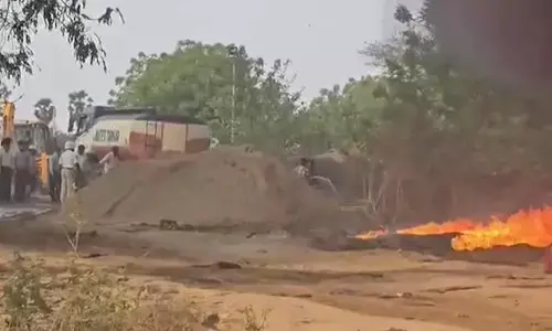 Fire Erupts at L&T Stock Point in Velagapudi