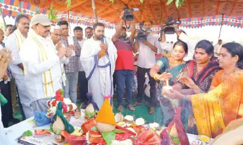 Tummala lays foundation for 38 houses on Bhoodan lands