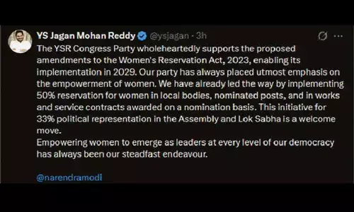 Jagan backs women’s quota, urges swift implementation Jagan backs women’s quota, urges swift implementation