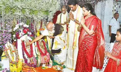 Collector couple participates in Sitarama Kalyanam Collector couple participates in Sitarama Kalyanam