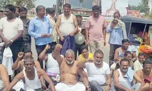 Lorry owners take to streets in Kodad, accuse govt of exploitation