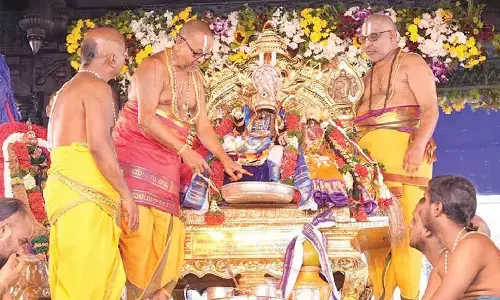 Thousands throng Bhadrachalam for Lord Rama Pattabhishekam Thousands throng Bhadrachalam for Lord Rama Pattabhishekam