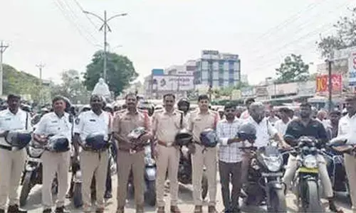 Police rally in Kodad promotes helmet use with heartfelt message