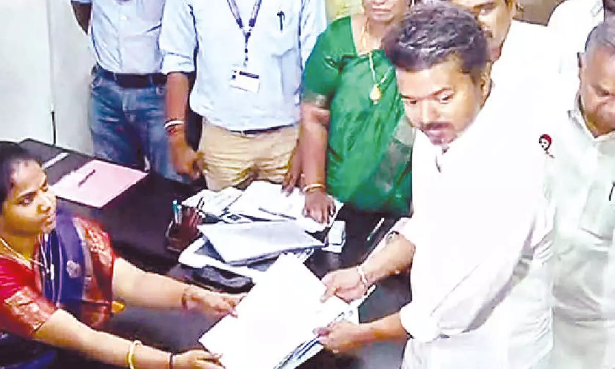 Vijay files nomination from Perambur Vijay files nomination from Perambur
