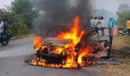Hyderabad Blaze: Transformer Explosion Engulfs Vehicles in Flames Hyderabad Blaze: Transformer Explosion Engulfs Vehicles in Flames