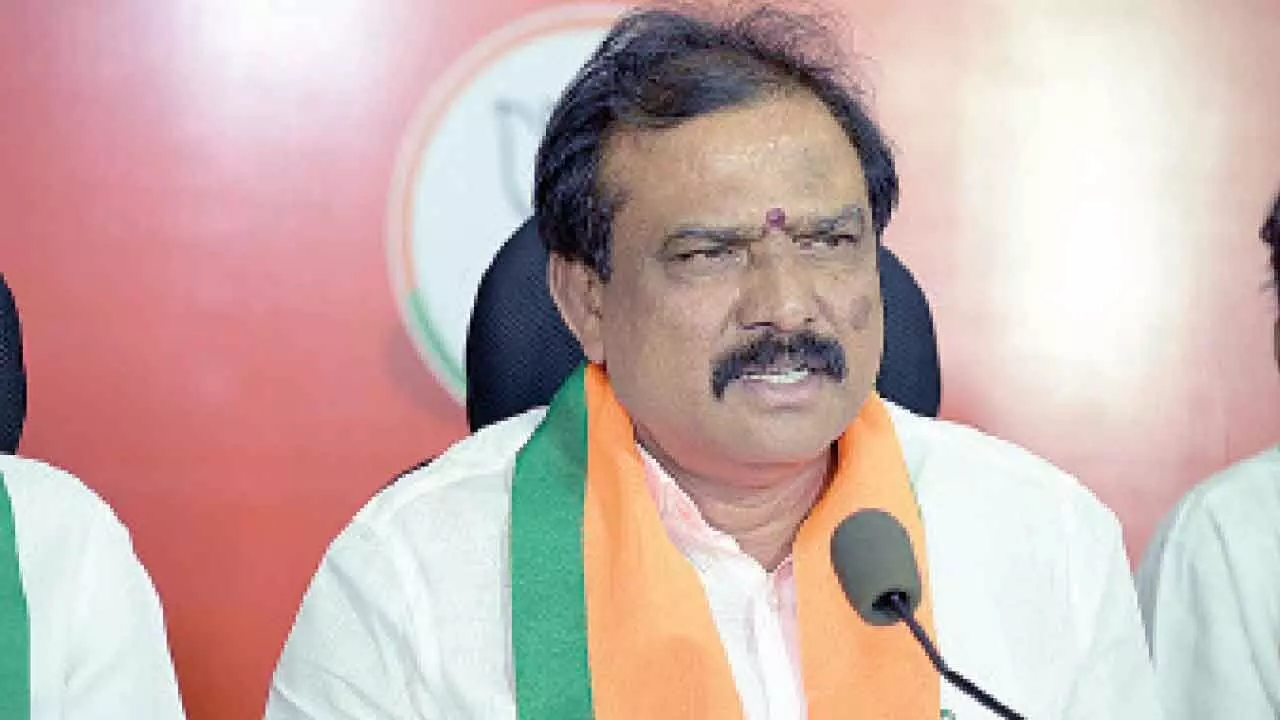 Adilabad BJP MLA Payal Shankar addressing the media in Hyderabad on Tuesday Adilabad BJP MLA Payal Shankar addressing the media in Hyderabad on Tuesday