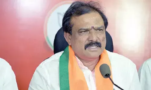 Adilabad BJP MLA Payal Shankar addressing the media in Hyderabad on Tuesday