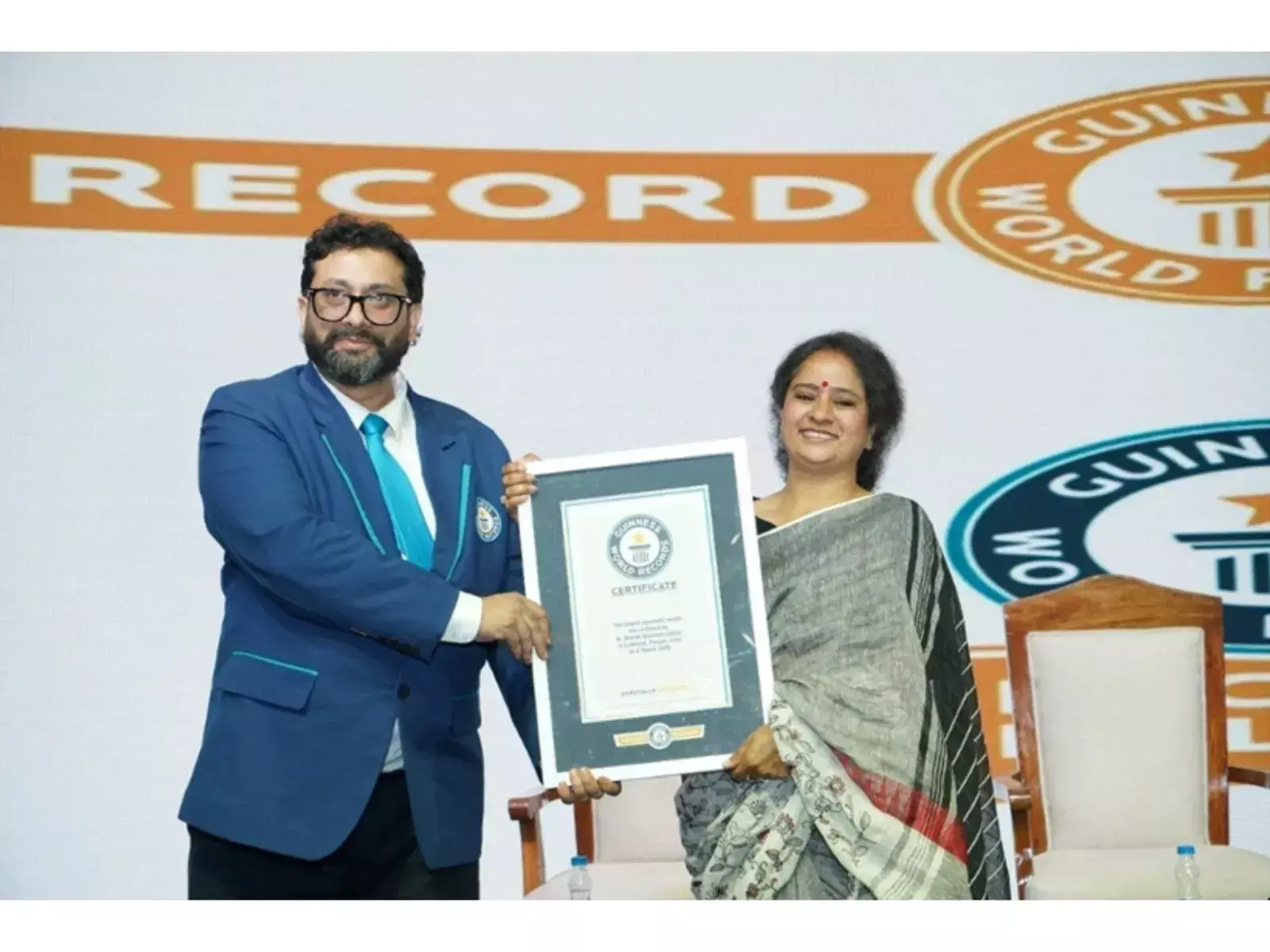 Guinness World Records honored Dr. Mukesh Sharda for her contribution to the field of Ayurveda