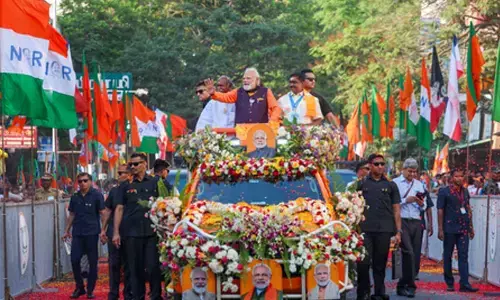 PM Modi holds grand roadshow in Puducherry ahead of April 9 polls ​