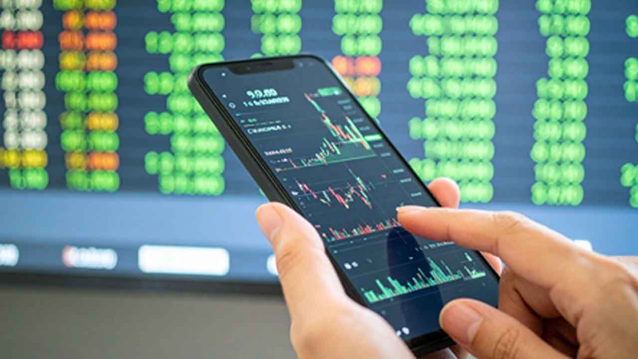 Market board showing gains