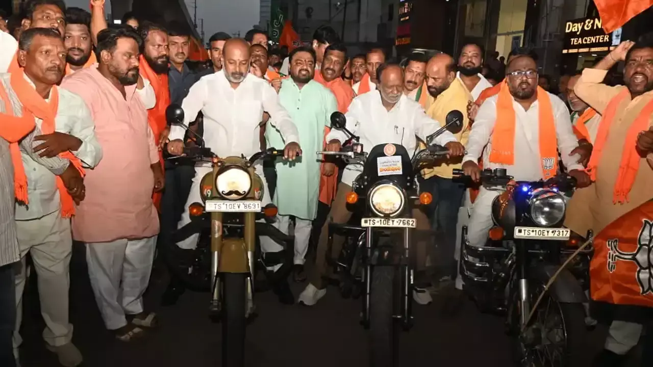 BJP Bike Rally in Hyderabad: Bandi Sanjay and Dr Laxman Lead Thousands