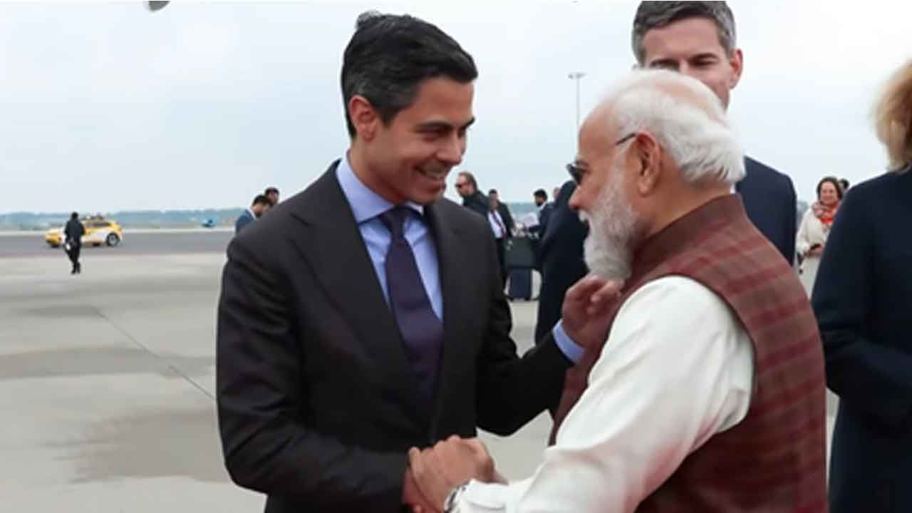 Netherlands PM Rob Jetten sees off PM Modi at airport, as he emplanes for Sweden