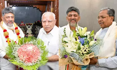 Ahead of oath-taking, Shivakumar meets Siddaramaiah, Yediyurappa