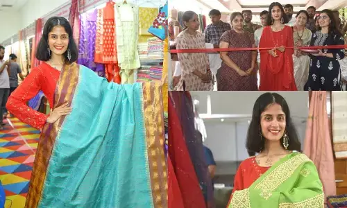 Celebrity Live host Anukriti Sharma Inaugurates National Silk Expo at Banjara Hills
