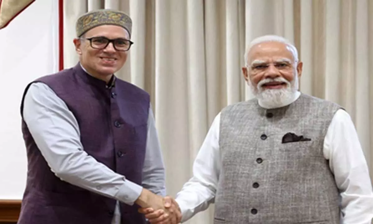 Omar meets PM Modi in Delhi, presses for early restoration of J&K statehood Omar meets PM Modi in Delhi, presses for early restoration of J&K statehood