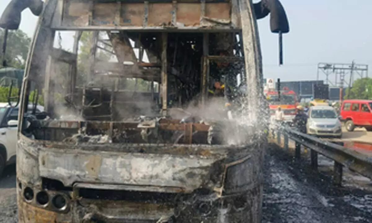 Narrow escape for 26 passengers as Haridwar-bound AC bus catches fire
