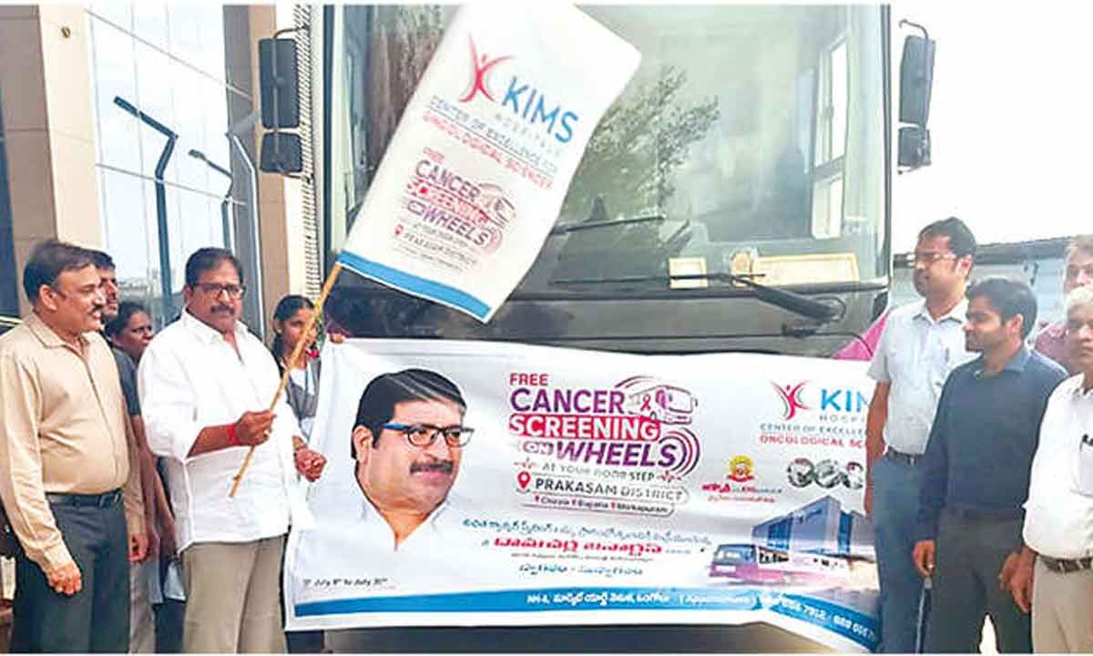 Cancer screening bus flagged off