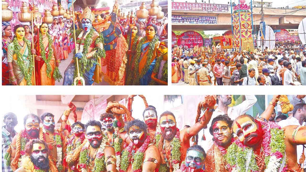 Police keep vigil from sky to ground for Golconda Bonalu