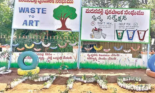 Waste to Art initiative being carried out in Madanapalle municipality