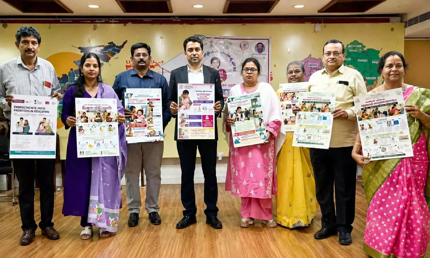 NTR district collector Dr G Lakshmisha and others unveils the World Breastfeeding Week poster in Vijayawada on Monday NTR district collector Dr G Lakshmisha and others unveils the World Breastfeeding Week poster in Vijayawada on Monday