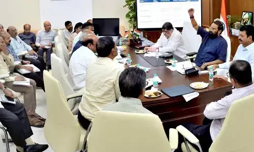 Irrigation and Civil Supplies Minister N Uttam Kumar Reddy chairs a high-level review meeting on irrigation projects and pending environmental clearances in Hyderabad on Monday