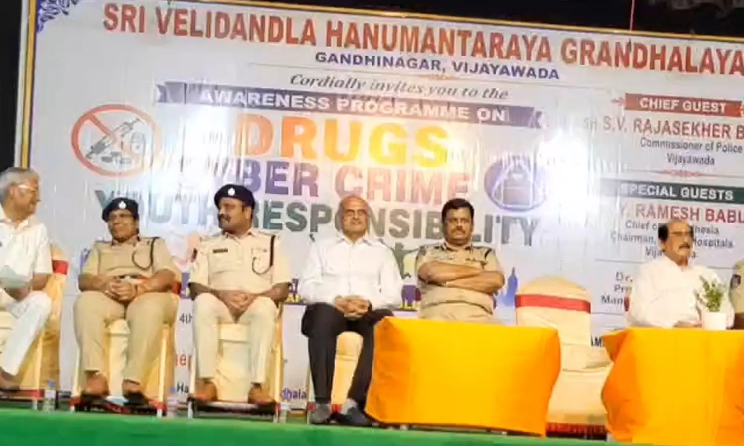 City Police Commissioner SV Rajasekhar Babu and others participating in an awareness seminar on drugs on Tuesday City Police Commissioner SV Rajasekhar Babu and others participating in an awareness seminar on drugs on Tuesday
