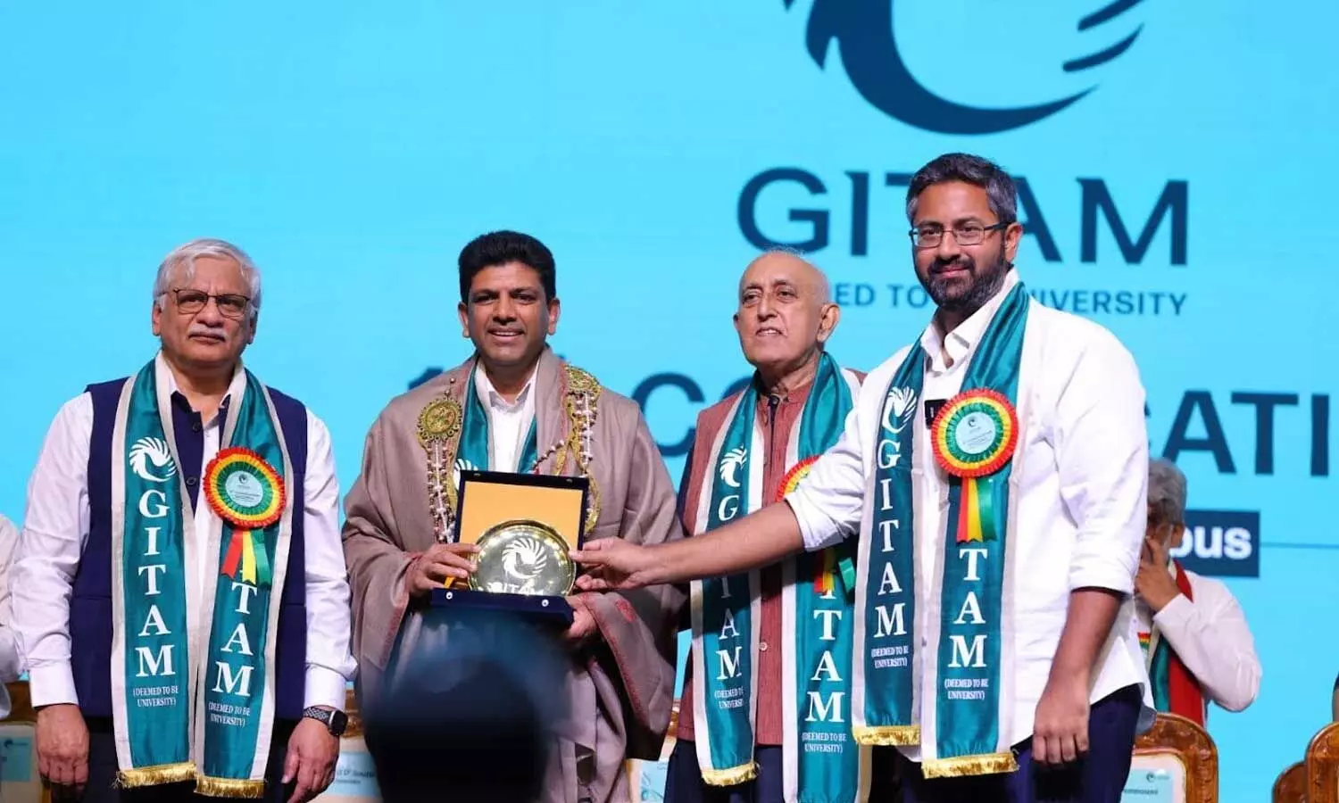 Pemmasani Chandra Sekhar, Union Minister of State for Rural Development and Communications being felicitated at the 17th Convocation celebrations organised at GITAM on Sunday Pemmasani Chandra Sekhar, Union Minister of State for Rural Development and Communications being felicitated at the 17th Convocation celebrations organised at GITAM on Sunday