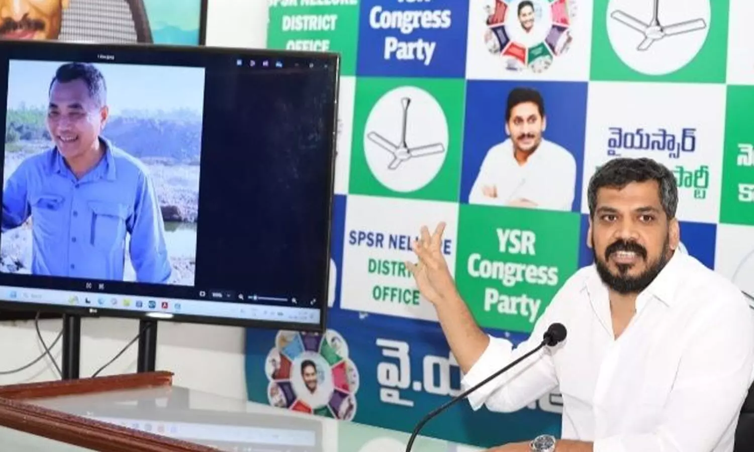 Former minister Poluboyina Anilkumar Yadav addressing a press conference at party district office on Sunday Former minister Poluboyina Anilkumar Yadav addressing a press conference at party district office on Sunday