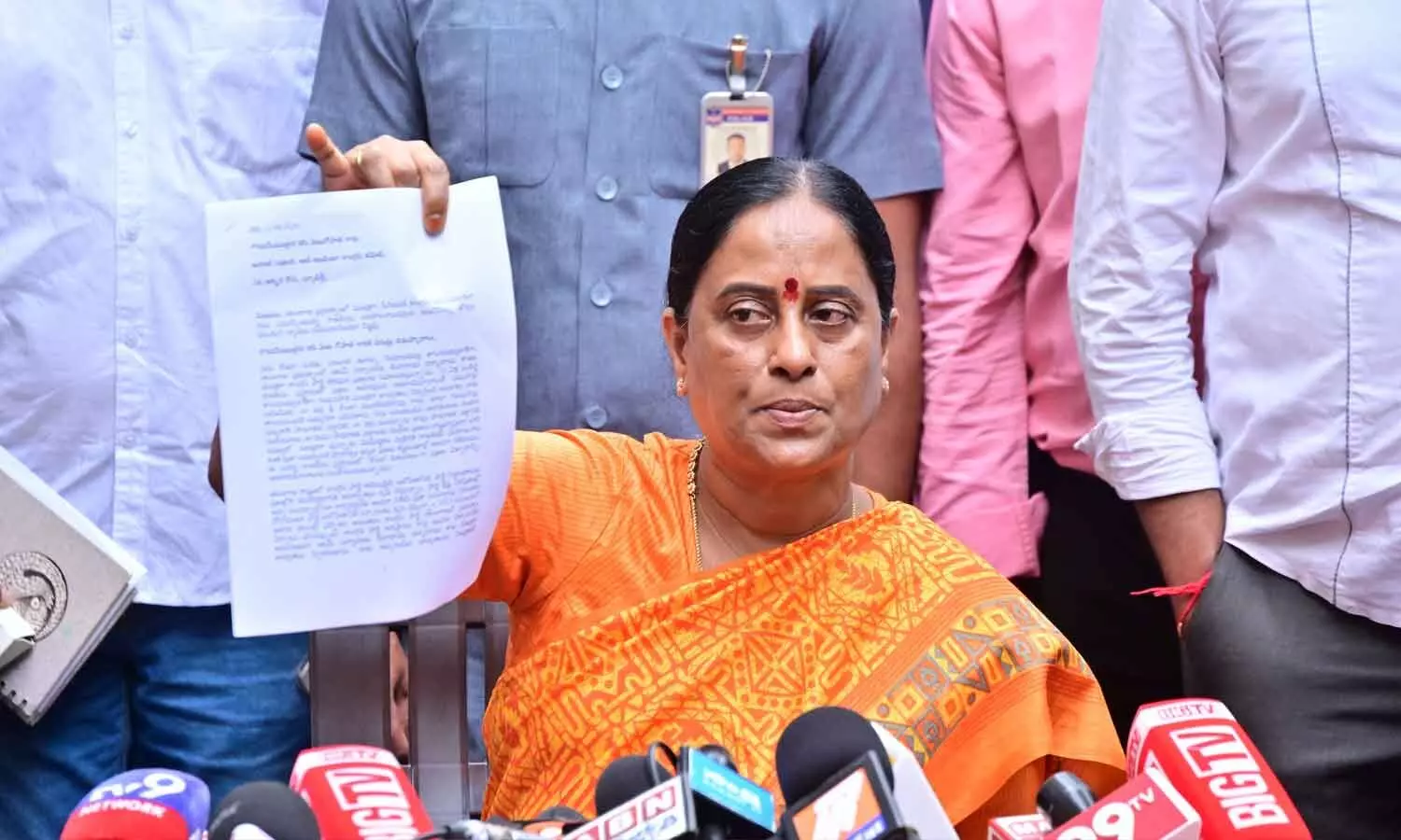 Former Minister Konda Surekha addressing the media at her residence in Hyderabad on Thursday. Photo: Srinivas Setty Former Minister Konda Surekha addressing the media at her residence in Hyderabad on Thursday. Photo: Srinivas Setty