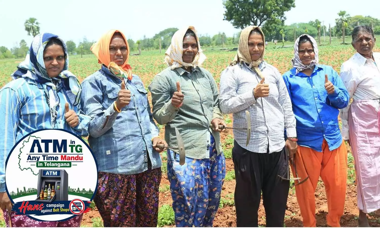 Village Agriculture labours expressing their pleasure on the closure of belt shops in Tallavellamla village in Nalgonda district Village Agriculture labours expressing their pleasure on the closure of belt shops in Tallavellamla village in Nalgonda district