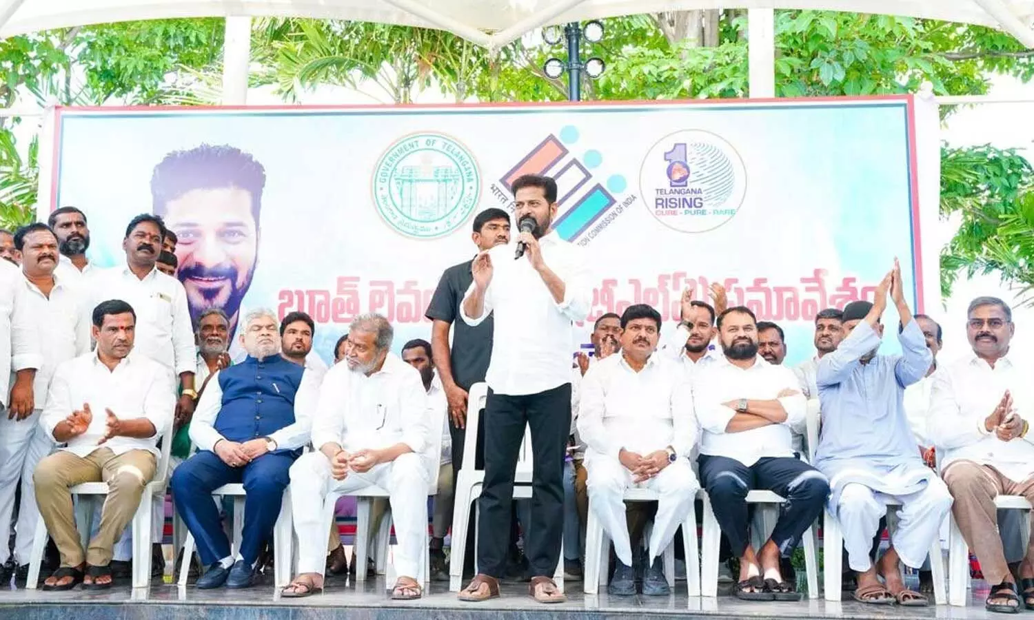 Chief Minister A Revanth Reddy addressing a meeting of the local Congress leaders and workers in Kodangal on Saturday Chief Minister A Revanth Reddy addressing a meeting of the local Congress leaders and workers in Kodangal on Saturday