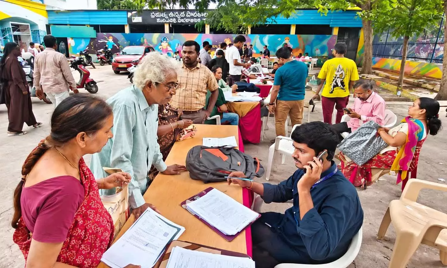 People who got SIR notices submit the required documents to the authorities in Hyderabad. Photo: Ch Prabhu Das People who got SIR notices submit the required documents to the authorities in Hyderabad. Photo: Ch Prabhu Das