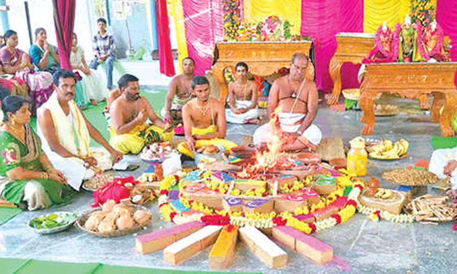 Sudarshana Homam being held at Sri Venkateswara temple in Tirupati on Sunday Sudarshana Homam being held at Sri Venkateswara temple in Tirupati on Sunday