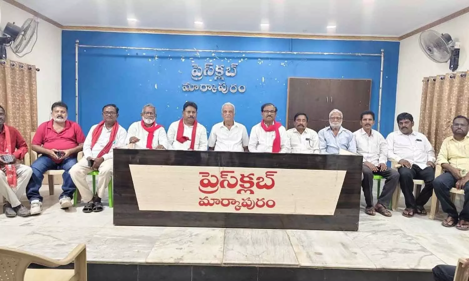 CPI National Control Commission Chairman Dr K Narayana speaking at a press meet in Markapur on Monday CPI National Control Commission Chairman Dr K Narayana speaking at a press meet in Markapur on Monday