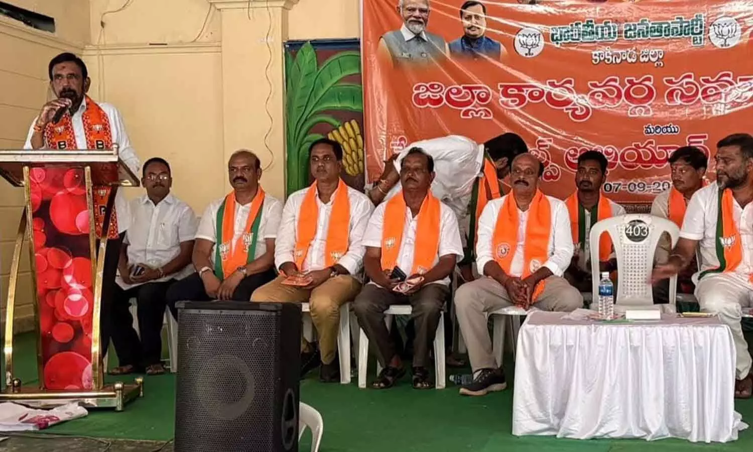 Rajya Sabha Member Paka Satyanaryana speaking at BJP district executive meeting in Kakinada on Monday Rajya Sabha Member Paka Satyanaryana speaking at BJP district executive meeting in Kakinada on Monday