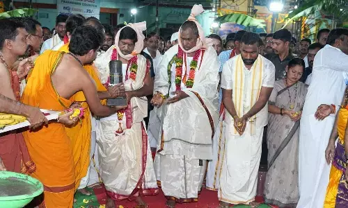 Bhumi Pooja Held for Reconstruction of Sri Lakshmi Narasimha Swamy Temple
