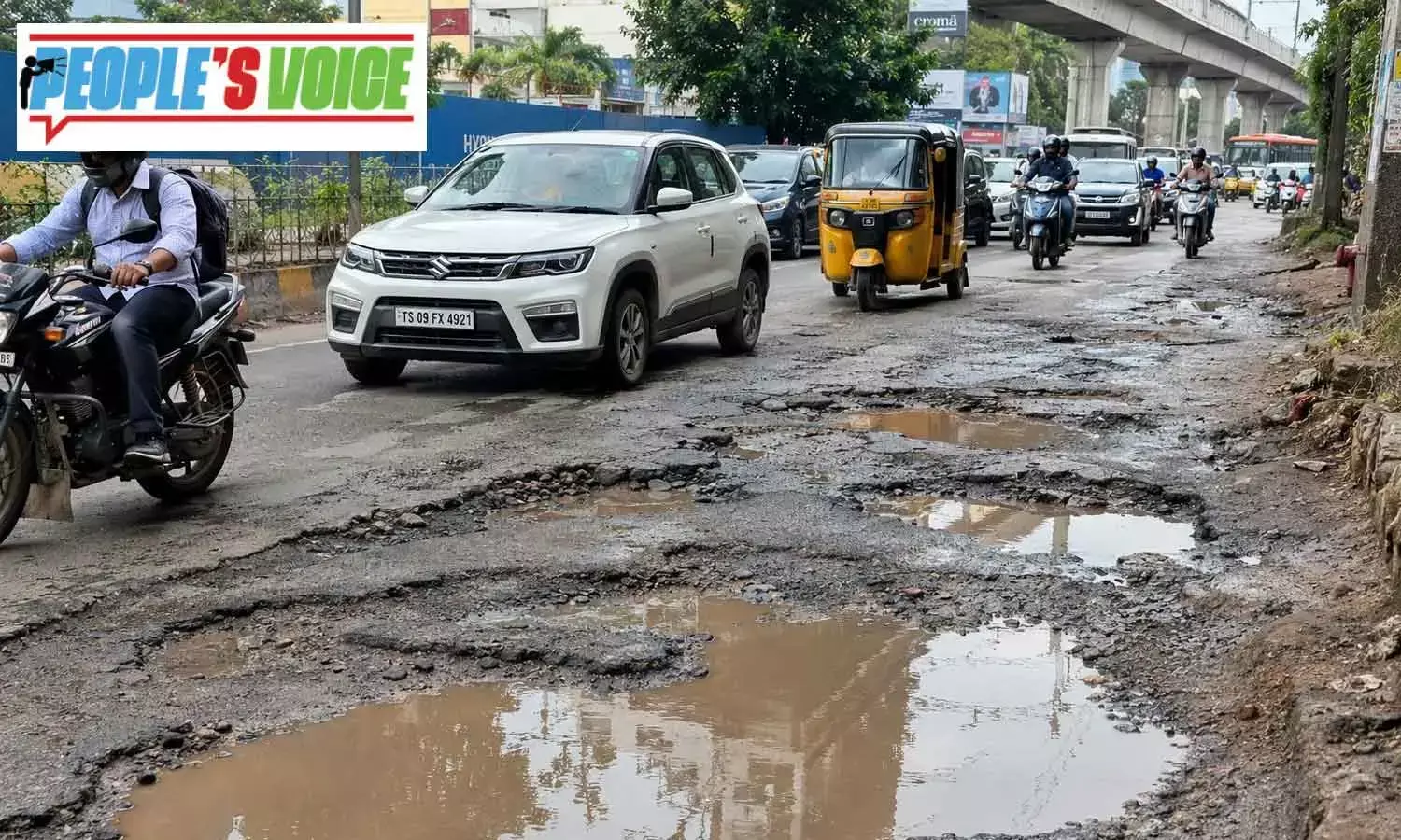 Pothole-ridden roads plague Hyderabadis Pothole-ridden roads plague Hyderabadis