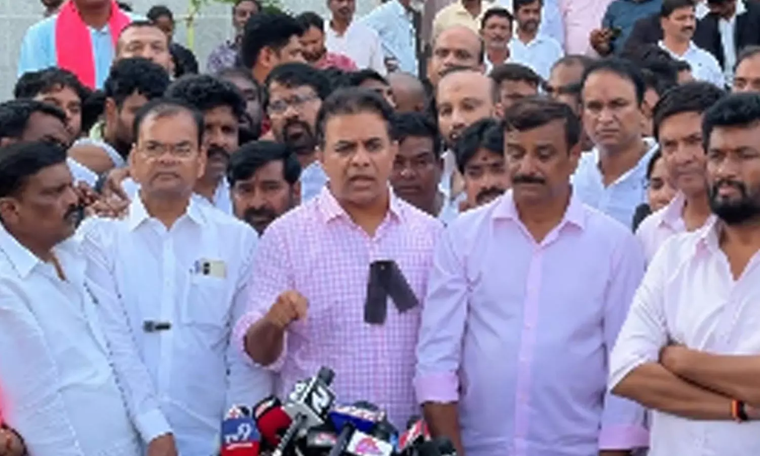 Bharat Rashtra Samithi Working President KT Rama Rao addressing the media at Bowenpally on Tuesday Bharat Rashtra Samithi Working President KT Rama Rao addressing the media at Bowenpally on Tuesday