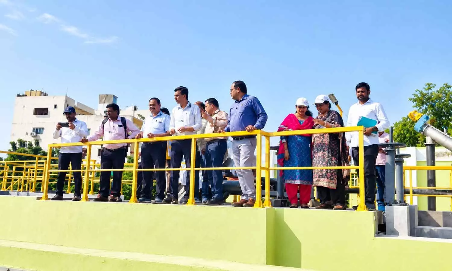 A team from the AMRUT Centre under the Union Ministry of Housing and Urban Affairs (MoHUA) inspecting the Sewage Treatment Plant at Ramalingeswara Nagar in Vijayawada on Wednesday A team from the AMRUT Centre under the Union Ministry of Housing and Urban Affairs (MoHUA) inspecting the Sewage Treatment Plant at Ramalingeswara Nagar in Vijayawada on Wednesday