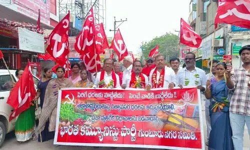 CPI Guntur city committee taking out a protest rally on Wednesday
