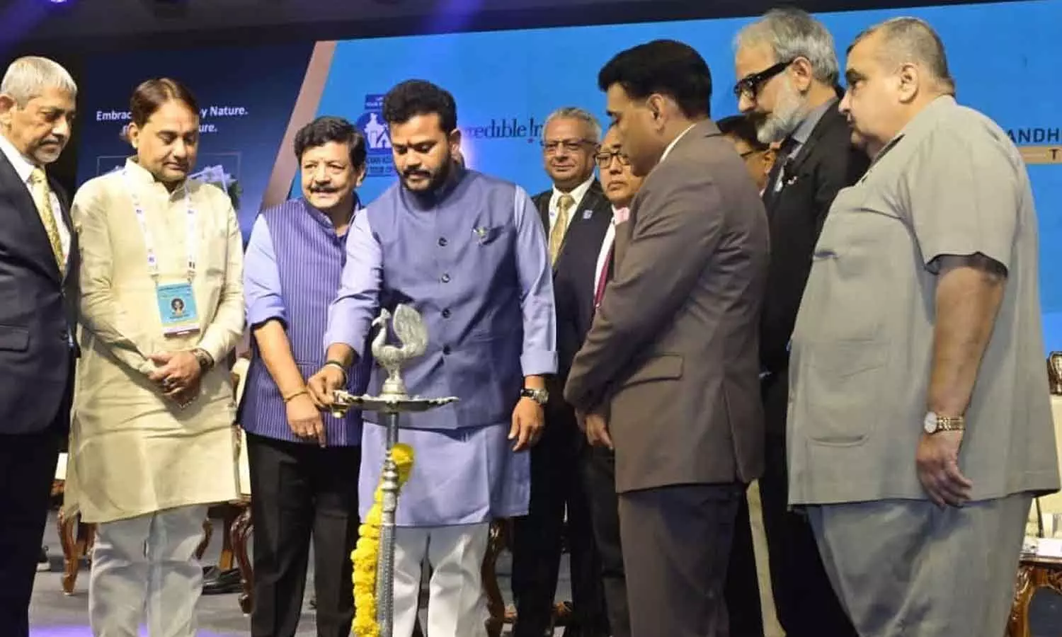 Union Civil Aviation Minister Kinjarapu Ram Mohan Naidu, Tourism Minister Kandula Durgesh, among others, at the inauguration of the 41st annual convention of the Indian Association of Tour Operators in Visakhapatnam on Thursday Union Civil Aviation Minister Kinjarapu Ram Mohan Naidu, Tourism Minister Kandula Durgesh, among others, at the inauguration of the 41st annual convention of the Indian Association of Tour Operators in Visakhapatnam on Thursday