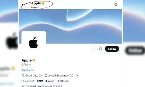technology giant’s official X account, @Apple, has almost 10 million followers