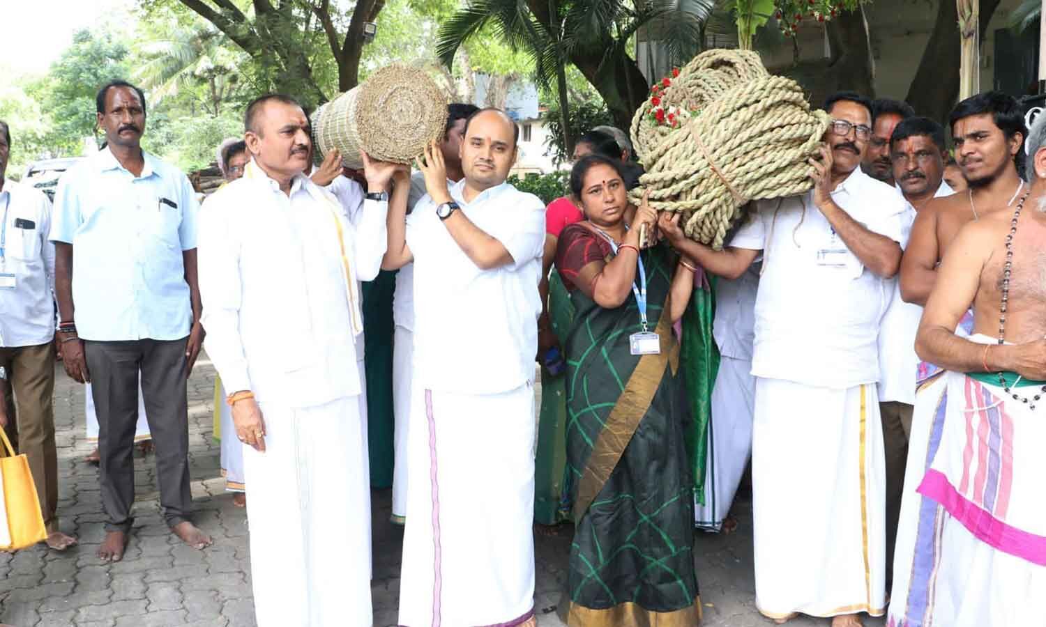 Sacred Darbha Mat Procession Marks Tirumala Brahmotsavams Preparations