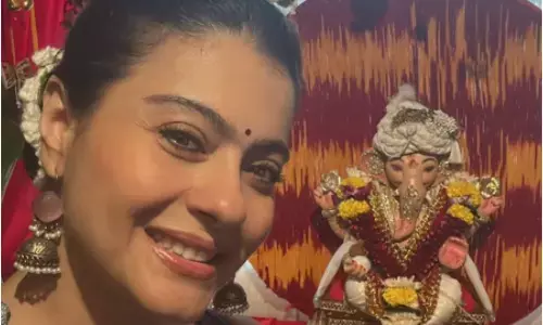 Actress Kajol added a special family touch to her Ganesh Chaturthi celebrations