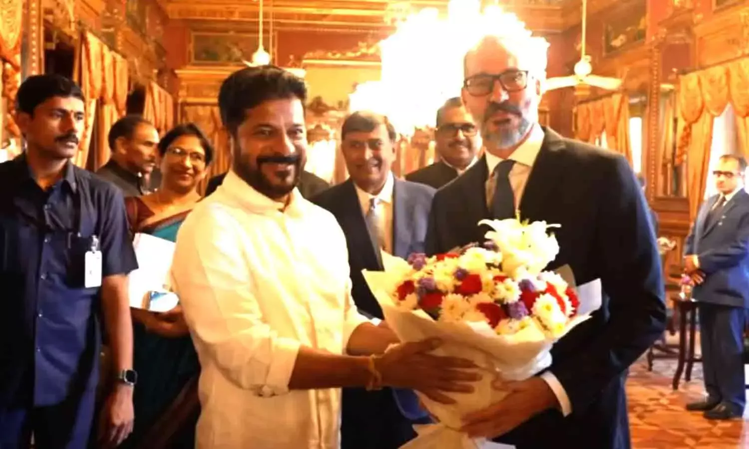 Telangana CM Revanth Reddy meets Prince Rahim Aga Khan-V in Hyderabad Telangana CM Revanth Reddy meets Prince Rahim Aga Khan-V in Hyderabad