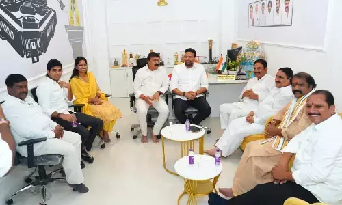 Anantapur MP Ambika Lakshminarayana interacting with District In-charge Minister TG Bharat, MLAs, and public representatives during a get-together dinner in Anantapur on Tuesday