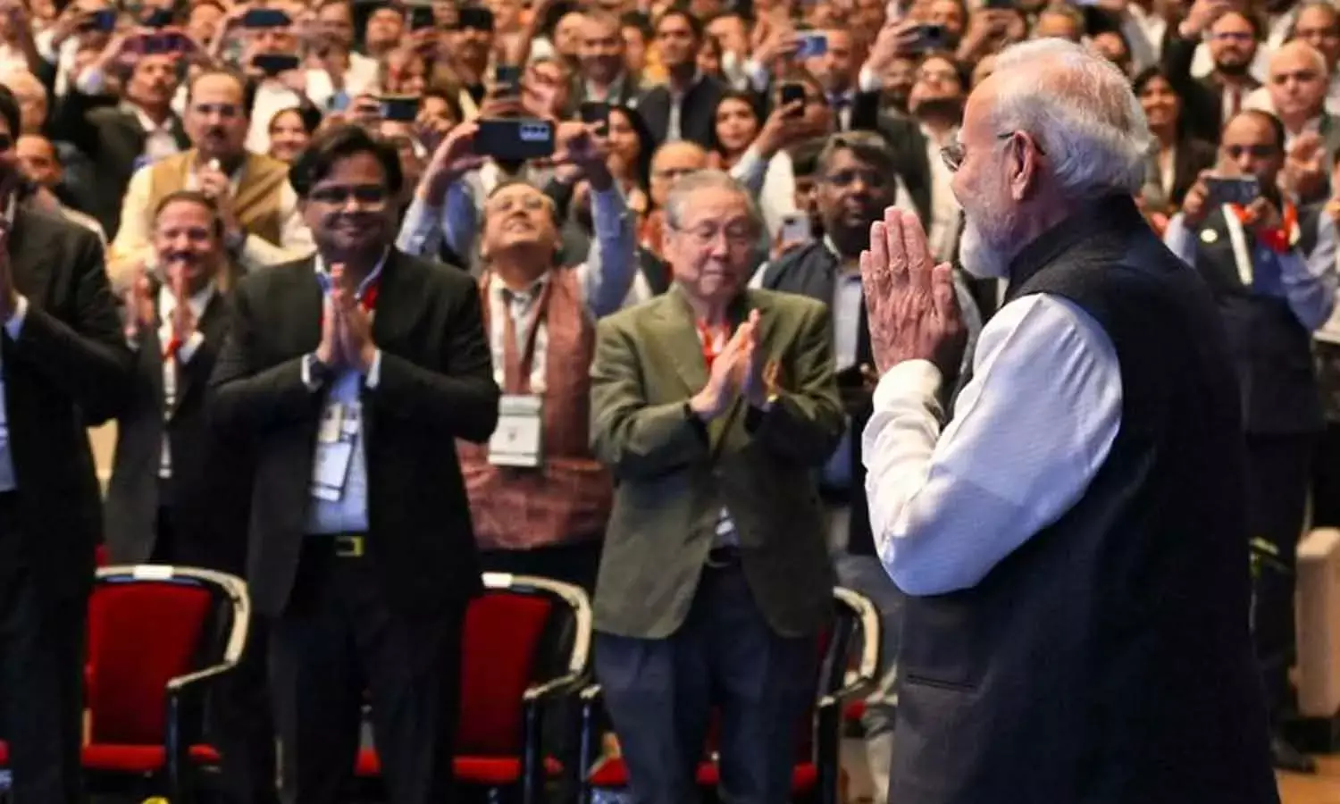 PM Narendra Modi greets the gathering during the inauguration of SEMICON India 2026 in New Delhi on Thursday PM Narendra Modi greets the gathering during the inauguration of SEMICON India 2026 in New Delhi on Thursday