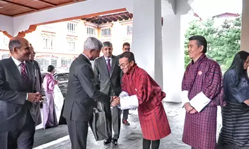EAM Jaishankar receives warm welcome from Bhutans Finance Minister in Thimphu