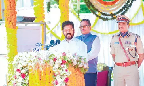 Chief Minister A Revanth Reddy taking part in Telangana Praja Palana Dinotsavam in Hyderabad on Thursday